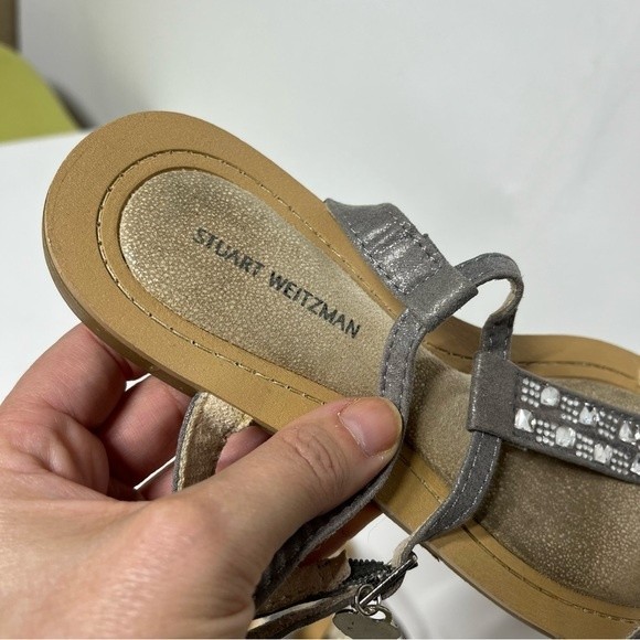 Stuart Weitzman Camia Doraly Crystalized T-Strap Sandal 5 - Picture 8 of 10